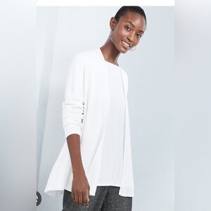 NWT Eileen fisher $198 white straight cardigan organic cotton sweater CS